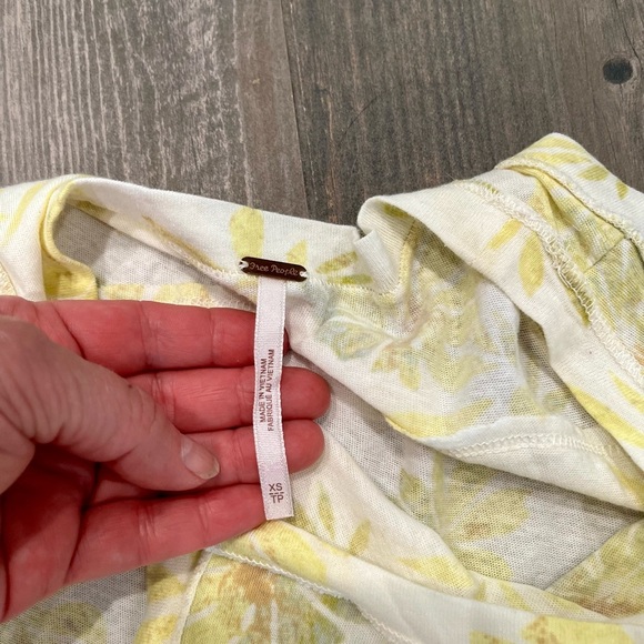 Free People Madison Floral Print Tunic Tank Top White Yellow Size Small XS - Picture 5 of 5